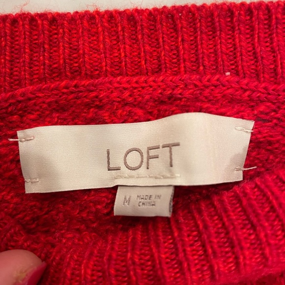 LOFT Bright Red Sweater NWOT Medium - Picture 2 of 4